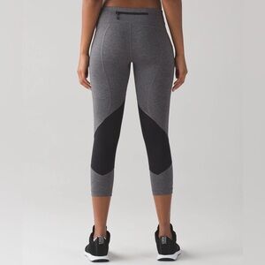 Lululemon Pace Rival Crop 22”, Heathered Black / Black, Size 6